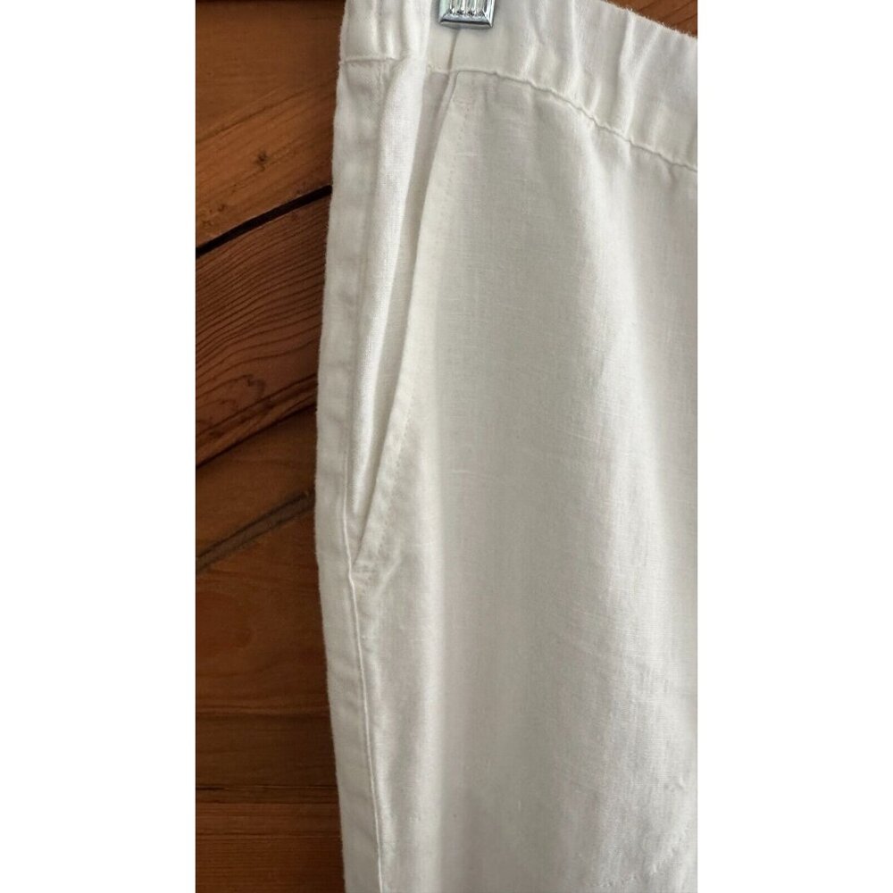 J Jill White 100% Linen Straight Leg Pants w/side button & roll tab Plus Size 1X - Picture 2 of 6